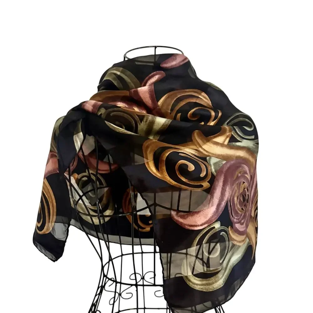 Vintage Y2K Robert Lee Morris Abstract Geo Art Print Silk Scarf 32